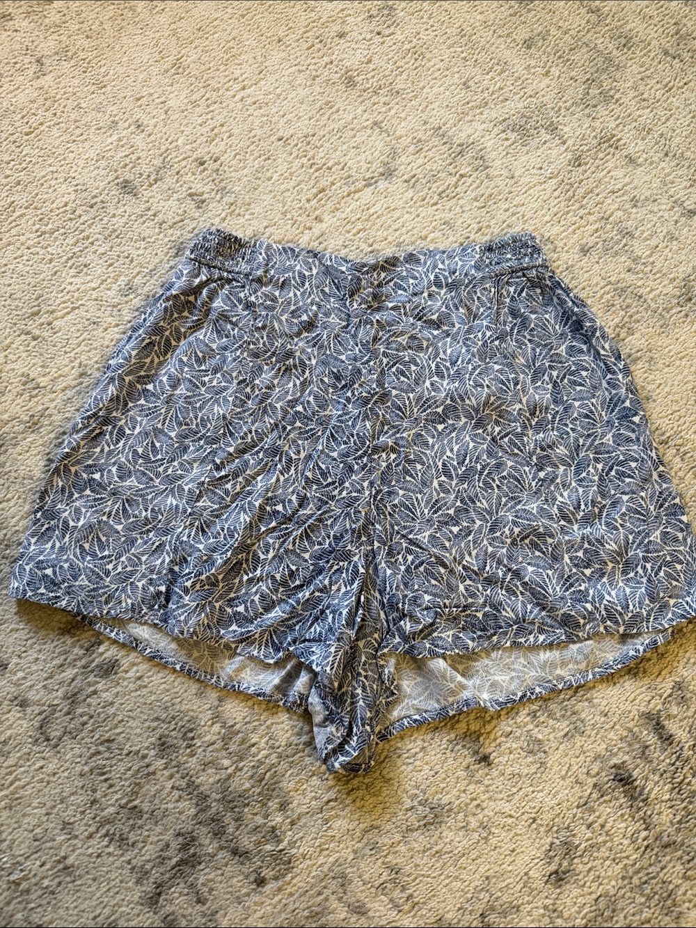 Hollister Navy Leaf-Print Elastic Waist Shorts